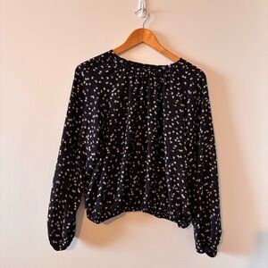 OAK + FORT Black Floral Blouse Size S EUC